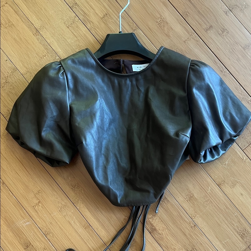 Leather brown top